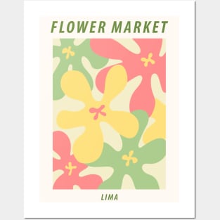 Flower market, Lima, Danish pastel aesthetic, Vibrant art, Floral art, Groovy abstract flowers Posters and Art